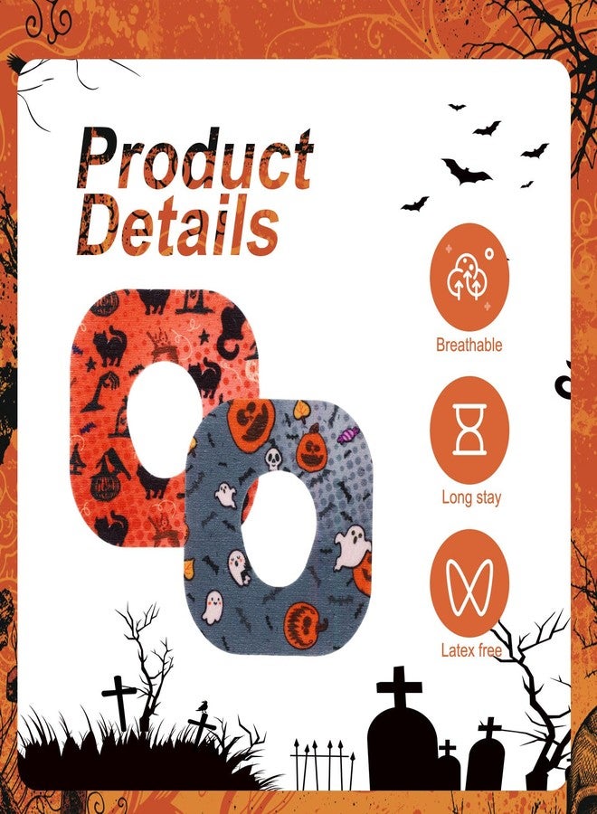 XIHIRCD 25pcs Adhesive Patches for Dexcom G7, 5 Styles Halloween Pattern CGM Sensor Patches Waterproof Sweatproof Sensor Stickers Overpatch for Dexcom G7 - Image 4